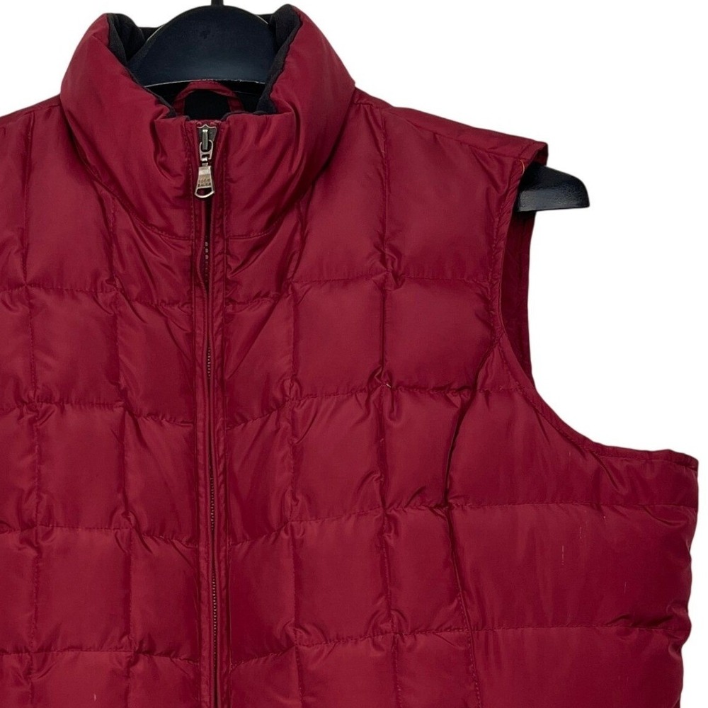 Eddie Bauer GOOSE DOWN Mens L Premium Full Zip Quilted Puffer Vest Red D3756730